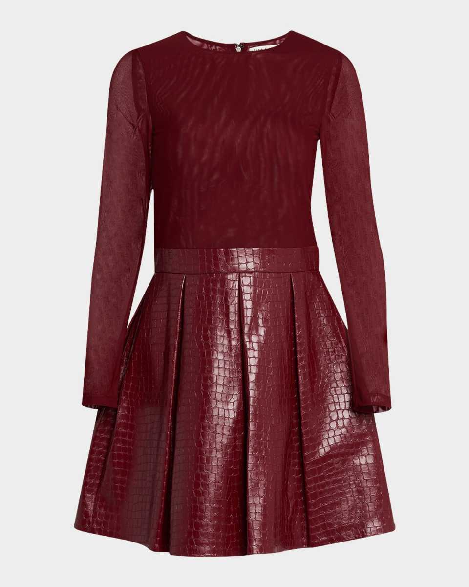 Chara Vegan Leather Croc Mini Dress